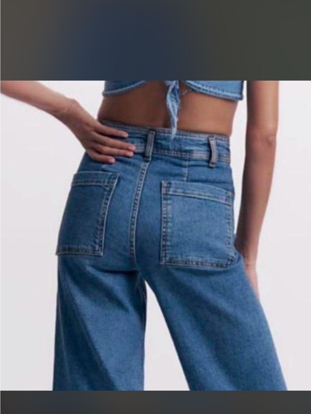 Zara High-waisted wide-leg blue jeans